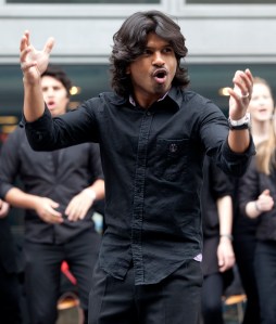 Nav conducting the audience and LYGC - Photo by Belinda Lawley